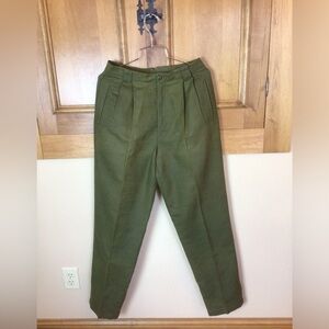 Vintage style Liz Claiborne sport olive linen tailored classic dress trousers.